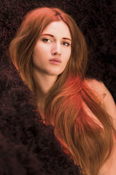 Portrait of seductive young woman with long red hair - FCF000597