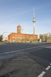 Germany, Berlin, Red City Hall and TV Tower - RJF000381