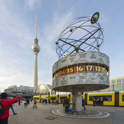 Germany, Berlin, Alexanderplatz, TV Tower and World Clock - RJF000384
