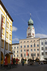 Germany, Bavaria, Rosenheim, Max-Josefs-Platz and St. Nicholas' Church - SIEF006334