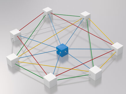 3D rendering of cubes tied up with rope - UWF000310