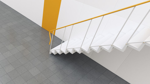 3D rendering of staircase in building stock photo