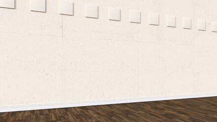 3D-Rendering einer Innenwand aus Beton und eines Holzbodens - UWF000318
