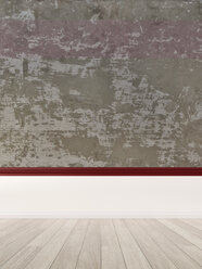 3D rendering of interior concrete wall and wooden floor - UWF000320