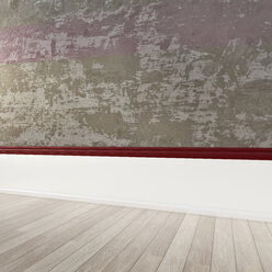 3D rendering of interior concrete wall and wooden floor - UWF000321