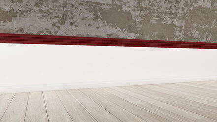 3D rendering of interior concrete wall and wooden floor - UWF000322