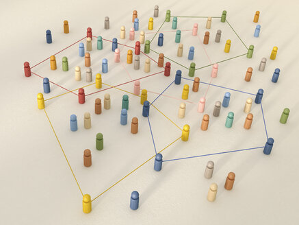 3D rendering of game pieces tied up with rope - UWF000332