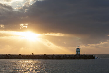 Netherlands, The Hague, Scheveningen, Lighthouse at sunset - WIF001209