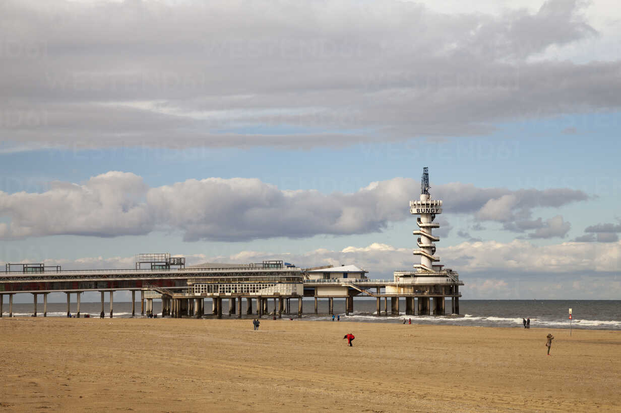 Netherlands, The Hague, Scheveningen, Pier at beach stock photo