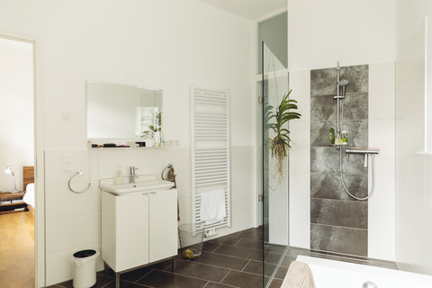 Master bathroom in modern building stock photo