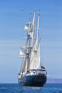 Pazifischer Ozean, Segelschiff unter Segel bei den Galapagos-Inseln - FOF007561