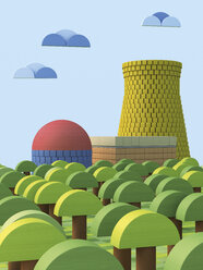 3D Rendering, Kernkraftwerk aus Spielzeugblöcken - UWF000343