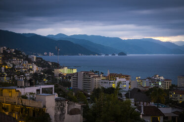 Mexico, Puerto Vallarta, Banderas Bay at Blue Hour - ABAF001614