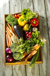 Wooden tray with different vegetables - MAEF009377