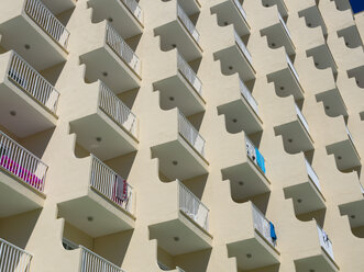 Spain, Baleares, Mallorca, rows of balconies of a hotel - AMF003588