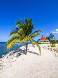 Jamaica, Runaway Bay, beach with pavilion - AMF003599