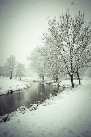Germany, Bavaria, Landshut, Mulde in winter stock photo