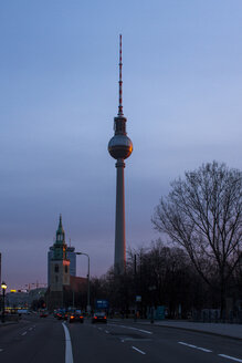 Germany, Berlin, St. Mary's Church and television tower at twilight - BIGF000053