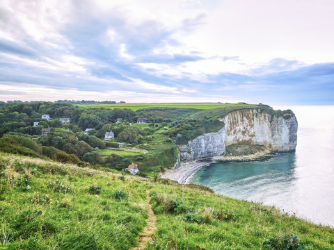 Frankreich, Normandie, Yport, Cote d'Albatre, felsige Küste, lizenzfreies Stockfoto