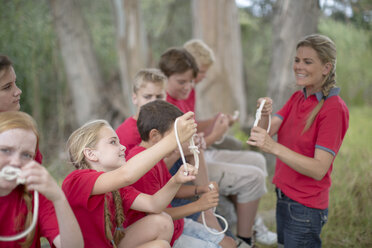 South Africa, Kids on field trip exploring nature - ZEF003946