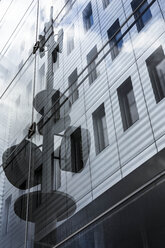 Switzerland, Basel, University, reflection of installation on glass - FC000609