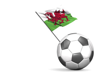 Fußball mit der Flagge von Wales, 3D Rendering - ALF000282