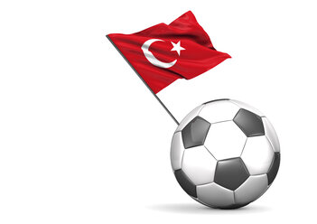Fußball mit Flagge der Türkei, 3D Rendering - ALF000283