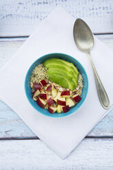 Bowl of avocado apple muesli with hemp seeds - LVF002640