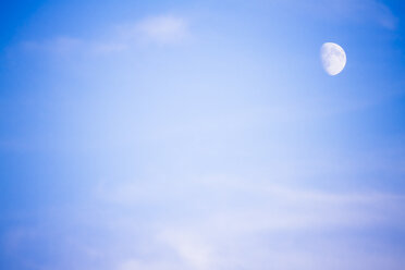 Germany, Hamburg, sky with clouds and moon - KRPF001232
