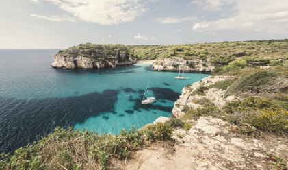 Spain, Balearic Islands, Menorca, Macarella bay with cala Macarelleta - RAEF000013
