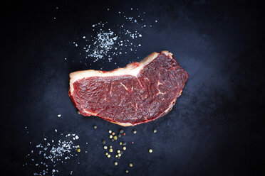 Raw striploin steak and salt - KSWF001372