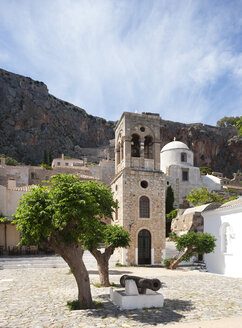 Griechenland, Monemvasia, Glockenturm der griechisch-orthodoxen Kirche Christi Elkomenos - WWF003485