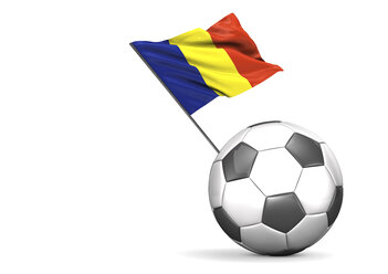 Flagge von Rumänien auf Fußball, Illustration - ALF000288