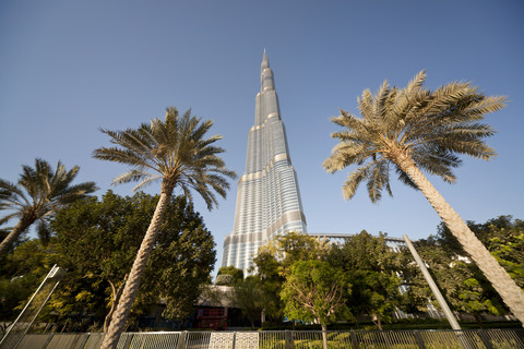 VAE, Dubai, Blick auf den Burj Khalifa, lizenzfreies Stockfoto
