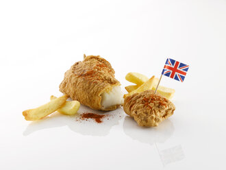 Fish and chips with British flag - KSWF001377