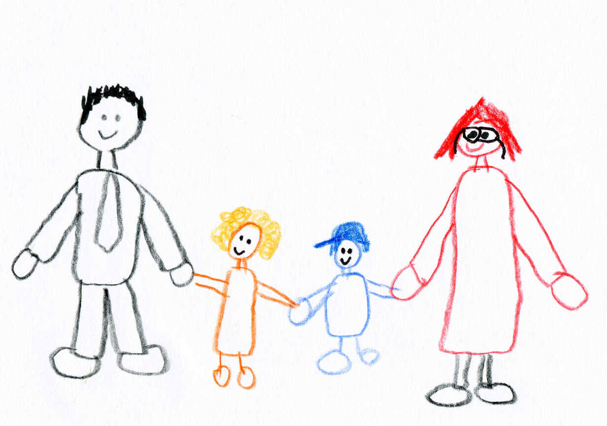 Children´s drawing, happy family Stock Photo - Alamy