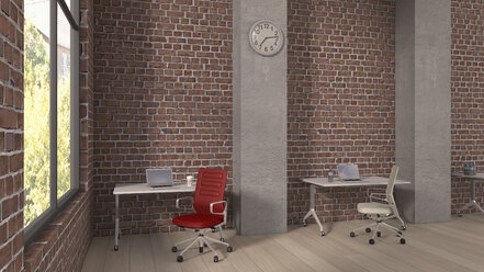 Loft with workspaces, 3D Rendering - UWF000354