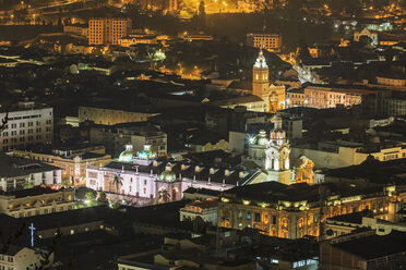 Ecuador, Quito, old town with Plaza de la Independencia at night - FOF007608