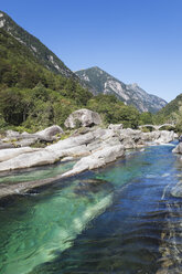 Switzerland, Ticino, Val Verzasca, Verzasca river, Lavertezzo, Ponte dei Salti bridge - GW003720