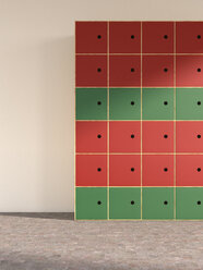 Rote und grüne Schließfächer, 3D Rendering - UWF000367