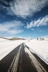 Germany, Baden-Wuerttemberg, Constance district, Hegau, Country road to Maegdeberg in winter - ELF001482