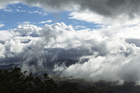 Ecuador, Canar, Ingapirca ruins under clouds stock photo
