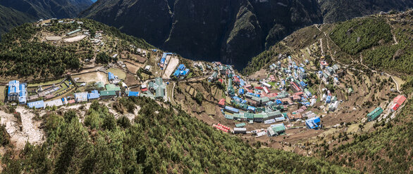 Nepal, Khumbu, Everest-Region, Blick auf Namche Bazaar - ALRF000003