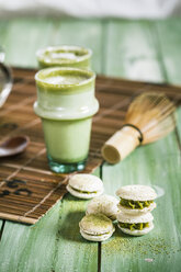 Matcha-Cappuccino, Macarons gefüllt mit Matcha-Creme - SBDF001638