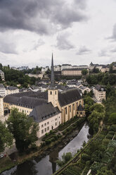 Luxembourg, Luxembourg City, view to St. Johannis and Neumuenster Abbey from Corniche - CHPF000040