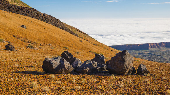 Spanien, Kanarische Inseln, Teneriffa, Pico del Teide im Teide-Nationalpark, Lavagestein, Huevos del Teide, Teide-Eier - WGF000605