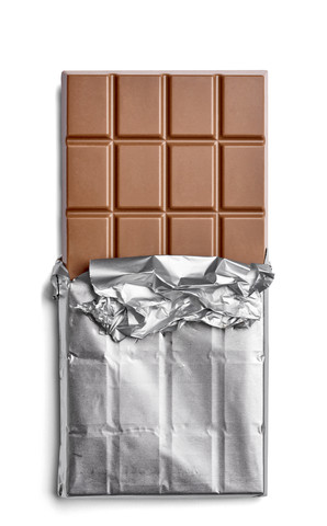 Chocolate bar on white background stock photo