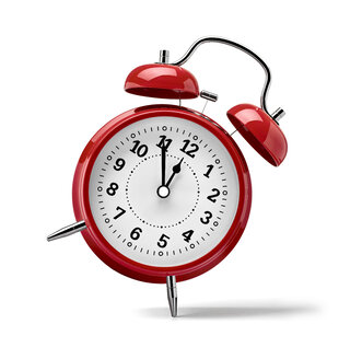 Red clock in front of white background - RAMF000051