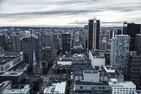 Kanada, Vancouver, Stadtbild vom Harbour Centre aus gesehen, lizenzfreies Stockfoto