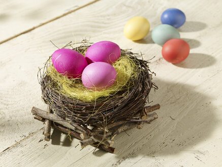 Ostern, Osternest mit bunten Eiern - SRSF000567